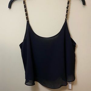 Black Crop Top with Gold Chains